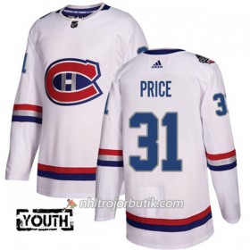 Barn Ishockey Montreal Canadiens Tröja Carey Price 31 Adidas 2017-2018 Vit Classic Authentic